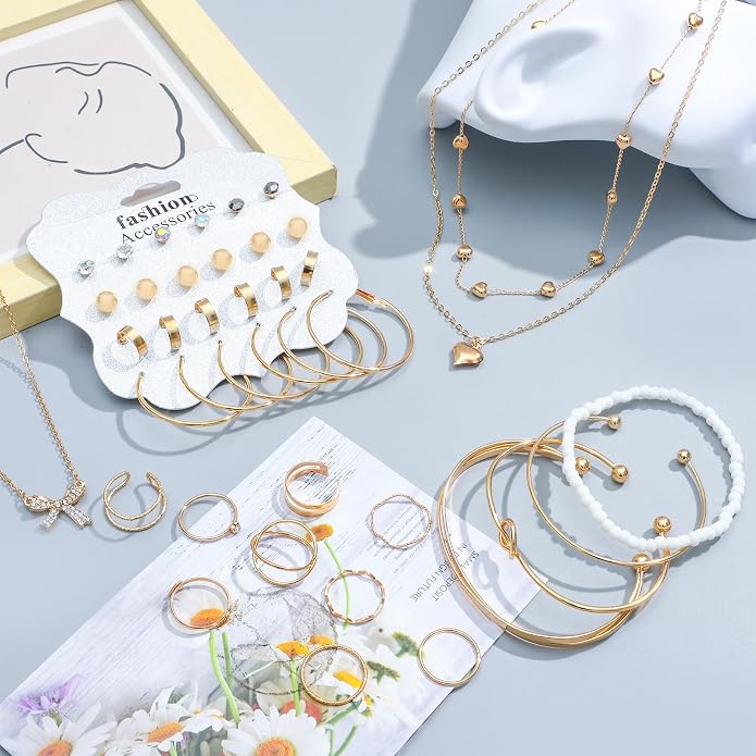 49 Pcs Gold Jewelry Set for Women