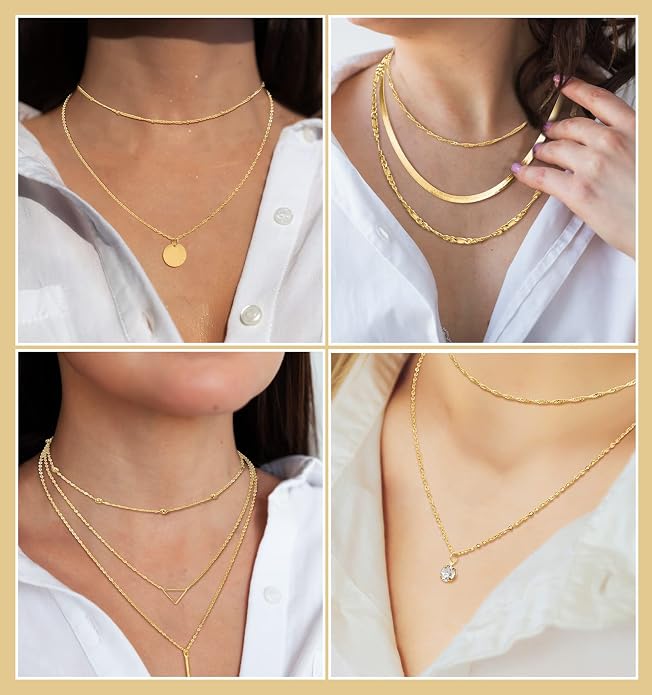 12 Pcs Layered Gold Jewelry Set for Women