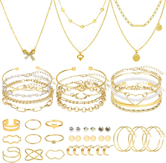 49 Pcs Gold Jewelry Set for Women