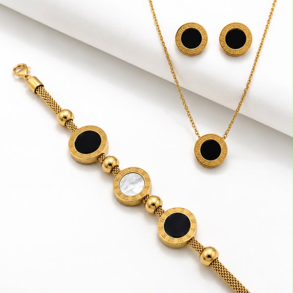 Luxury Black & Gold Jewelry Set